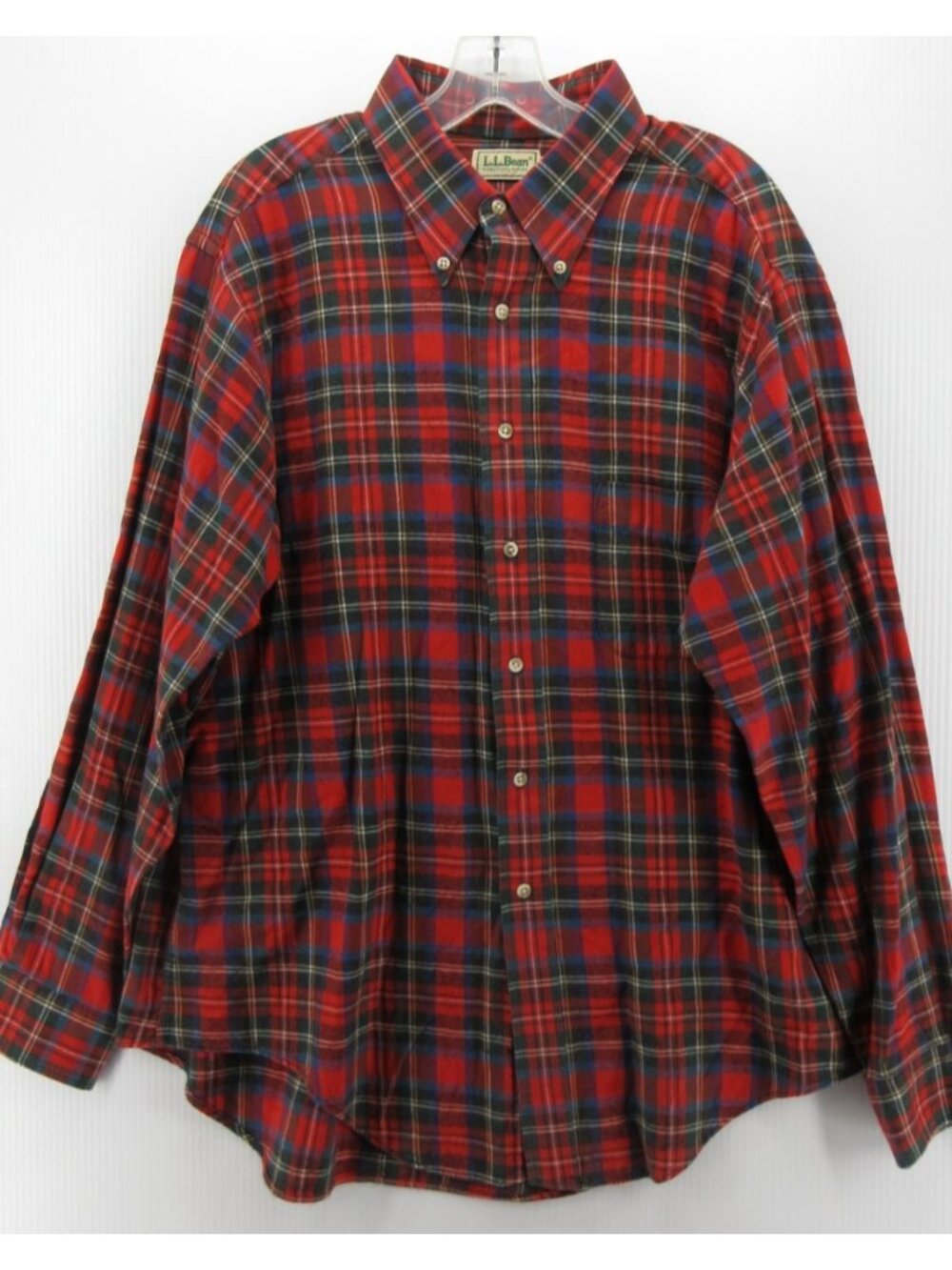 VINTAGE LL Bean Shirt XL Wool Flannel Stewart Tartan Plaid Heritage 90s